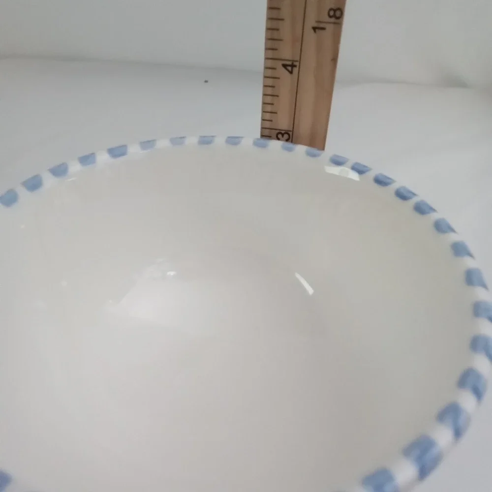 Pier 1 Palermo Hand Painted Earthenware Bowl Made in Italy Blue Yellow Floral